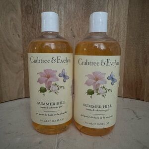Lot of 2 Crabtree & Evelyn Summer Hill Bath and Shower Gel 16.9 Fl Oz/500 mL ea.